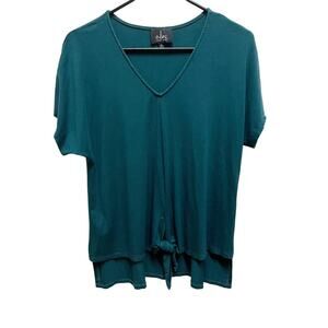 Aline Hawaii Green Teal Dolman Tie Front Blouse XL
